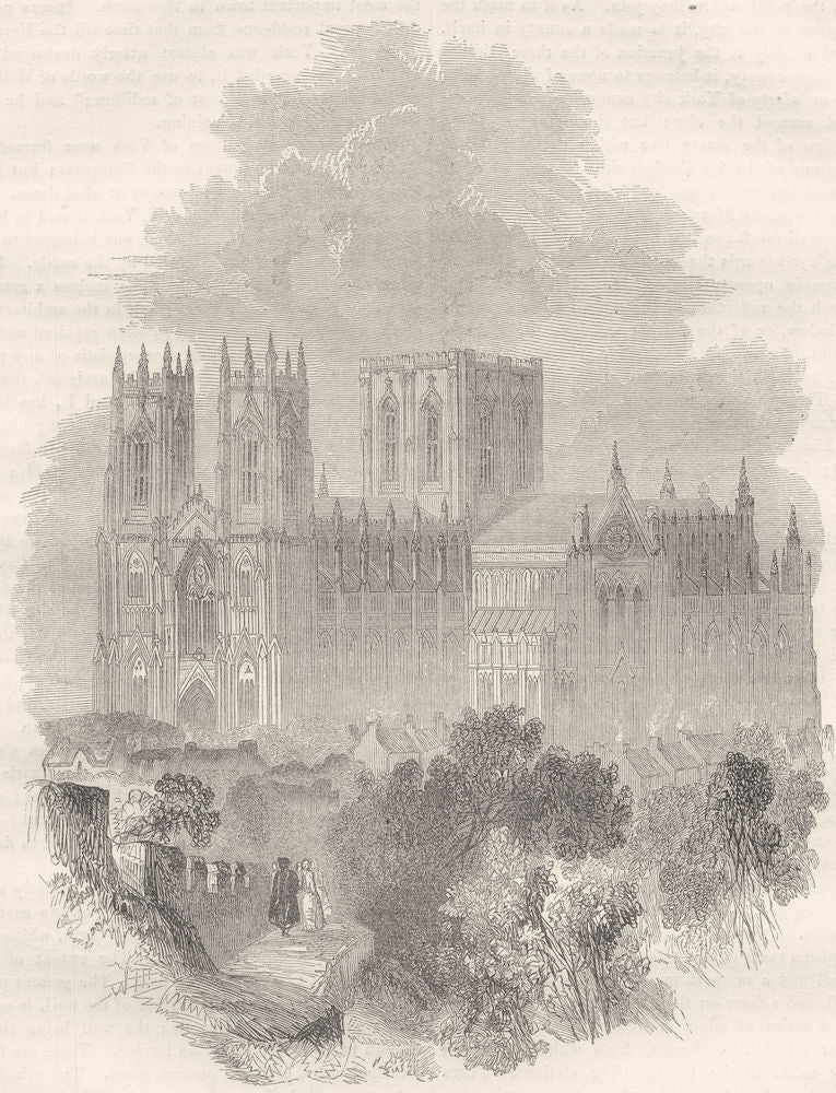 YORKSHIRE. York Minster 1850 old antique vintage print picture